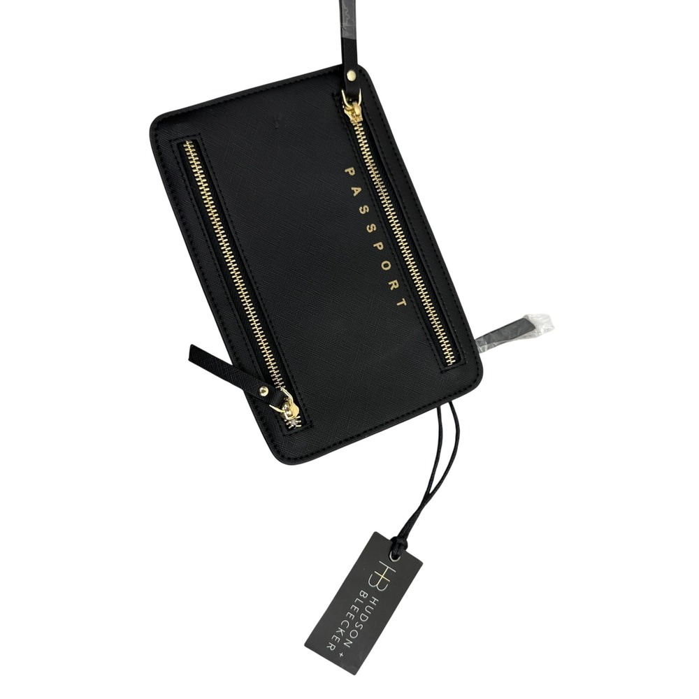 Hudson + Bleecker Pouch Womens OS Black Passport Currency Travel Wallet Zipper